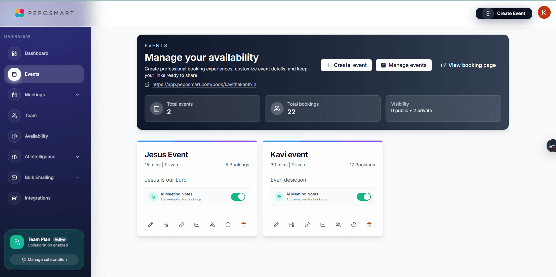 Manage your booking pages