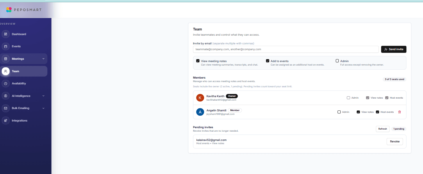 Invite your team, control access